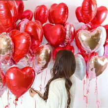 Carregar imagem no visualizador da galeria, 10pcs 18 Inch Rose Gold Red Foil Heart Balloons Marriage Helium Inflatable Balloon Metallic Wedding Birthday Party Decor Gifts