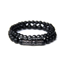 Carregar imagem no visualizador da galeria, 2 unidades de pulseiras de olho de tigre para homens pulseira de contas de pedra ônix preta natural para casais joias vintage elástico charme pulseira