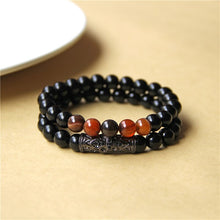 Carregar imagem no visualizador da galeria, 2 unidades de pulseiras de olho de tigre para homens pulseira de contas de pedra ônix preta natural para casais joias vintage elástico charme pulseira
